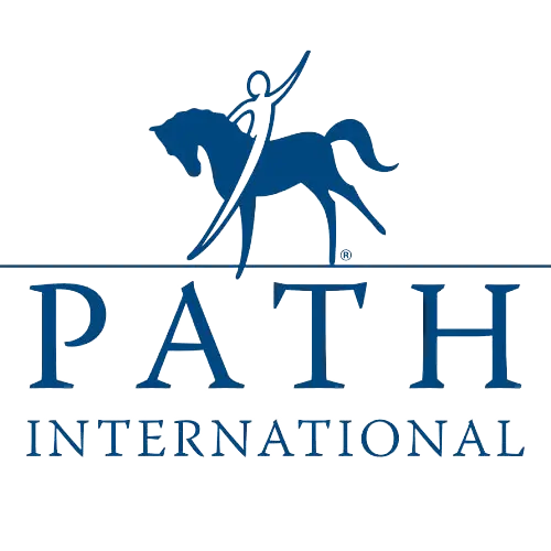 PATH International logo featuring a stylized figure riding a horse above the words PATH International in blue capital letters.
